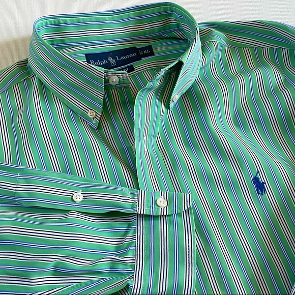 RALPH LAUREN Classic Fit 100% Cotton Stripe Men’s Shirt, Size XL - Picture 10 of 14